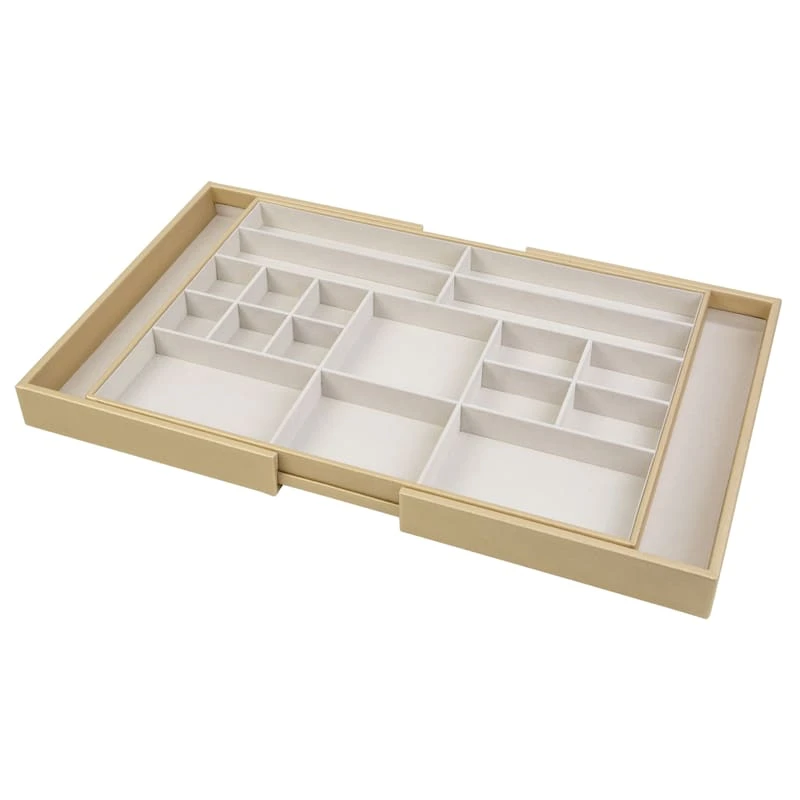 18-Compartment Expandable Jewelry Organizer, Gold Pebble 3 18-Compartment Expandable Jewelry Organizer, Gold Pebble