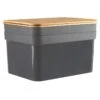 2-Pack Black 15L Storage Bin With Bamboo Lid, Large -Karaca House Shop 2 pack black 15l storage bin with bamboo lid large