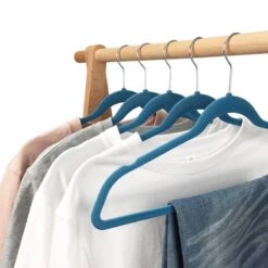 50-Pack Velvet Suit Hangers, Denim Blue -Karaca House Shop 50 pack velvet suit hangers denim blue 4