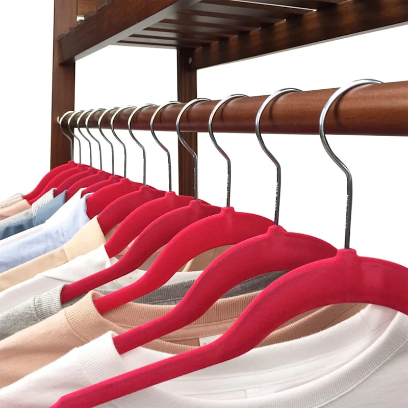 50-Pack Velvet Suit Hangers, Raspberry Red 7 50-Pack Velvet Suit Hangers, Raspberry Red - Image 5