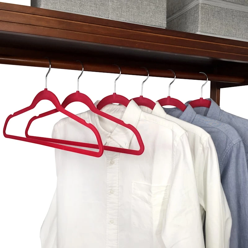 50-Pack Velvet Suit Hangers, Raspberry Red 8 50-Pack Velvet Suit Hangers, Raspberry Red - Image 6