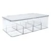 8-Compartment Clear Hinged Storage Bin, 10.8x6.5