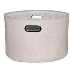 Almond Round Fabric Storage Basket, Small