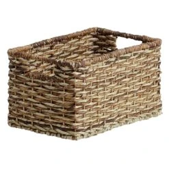 Bacburi Woven Abaca Rectangle Shelf Tote, Large