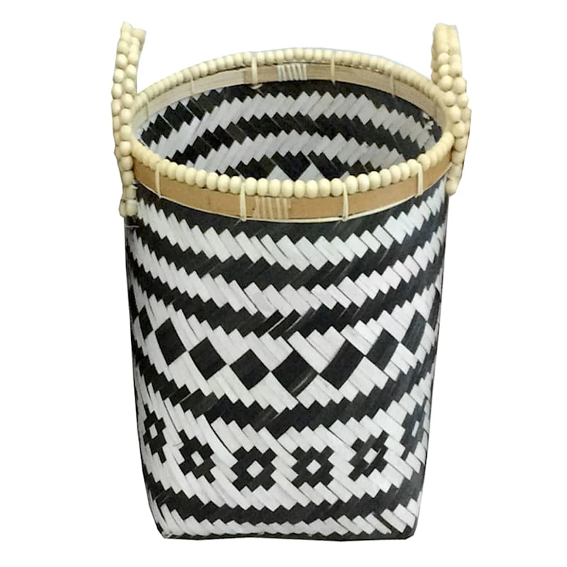 Bamboo Medium Basket/Bead Handle 3 Bamboo Medium Basket/Bead Handle