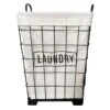 Black Square Metal Grid Laundry Hamper With Liner, Medium -Karaca House Shop black square metal grid laundry hamper with liner medium