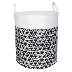Black & White Triangle Print Laundry Hamper, Large