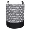 Black & White Triangle Print Laundry Hamper, Medium -Karaca House Shop black white triangle print laundry hamper medium