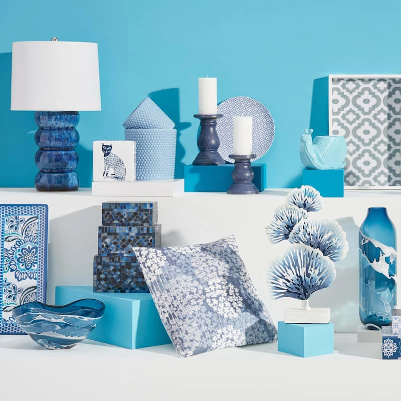 Blue Mosaic Glass Decorative Box, 7" 4 Blue Mosaic Glass Decorative Box, 7" - Image 2