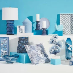 Blue Mosaic Glass Decorative Box, 9" -Karaca House Shop blue mosaic glass decorative box 9 1