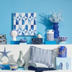 Blue Mosaic Glass Decorative Box, 9" -Karaca House Shop blue mosaic glass decorative box 9 2