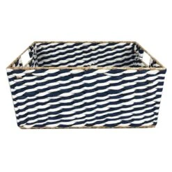 Blue & Natural Cattail Storage Basket, Small