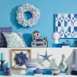 Blue Printed Luggage Box Decor, 11x7 6 Blue Printed Luggage Box Decor, 11x7 -Karaca House Shop blue printed luggage box decor 11x7 2