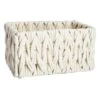 Chunky White Rectangle Fabric Storage Basket, Small -Karaca House Shop chunky white rectangle fabric storage basket small