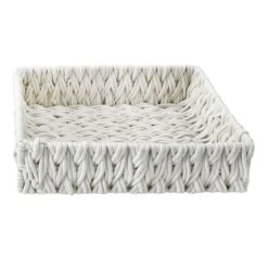 Chunky White Under The Bed Fabric Storage Basket, Medium