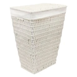 Cotton Rope Laundry Hamper With Removeable Liner, White