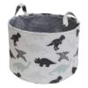 Dinosaur Print Round Storage Bin, Medium -Karaca House Shop dinosaur print round storage bin medium