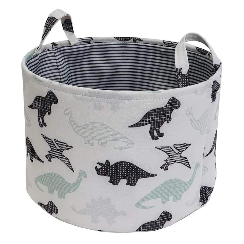 Dinosaur Print Round Storage Bin, Medium 3 Dinosaur Print Round Storage Bin, Medium