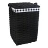 Floor Standing Hamper With Printed Buffalo Check Designed Liner, Large -Karaca House Shop floor standing hamper with printed buffalo check designed liner large