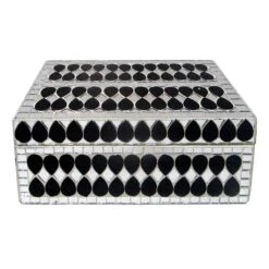 Found & Fable Black & Silver Mosaic Box, 4x8
