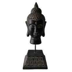 Found & Fable Grey Buddha Head Figurine, 12"