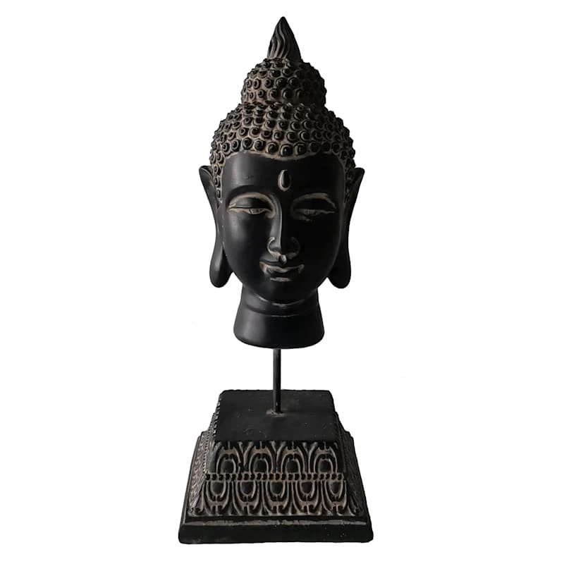 Found & Fable Grey Buddha Head Figurine, 12" 3 Found & Fable Grey Buddha Head Figurine, 12"