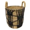 Found & Fable Round Abaca With Black Macrame Storage Basket, Small -Karaca House Shop found fable round abaca with black macrame storage basket small