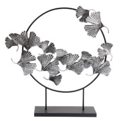 Found & Fable Silver Metal Gingko Leaf Figurine, 24"