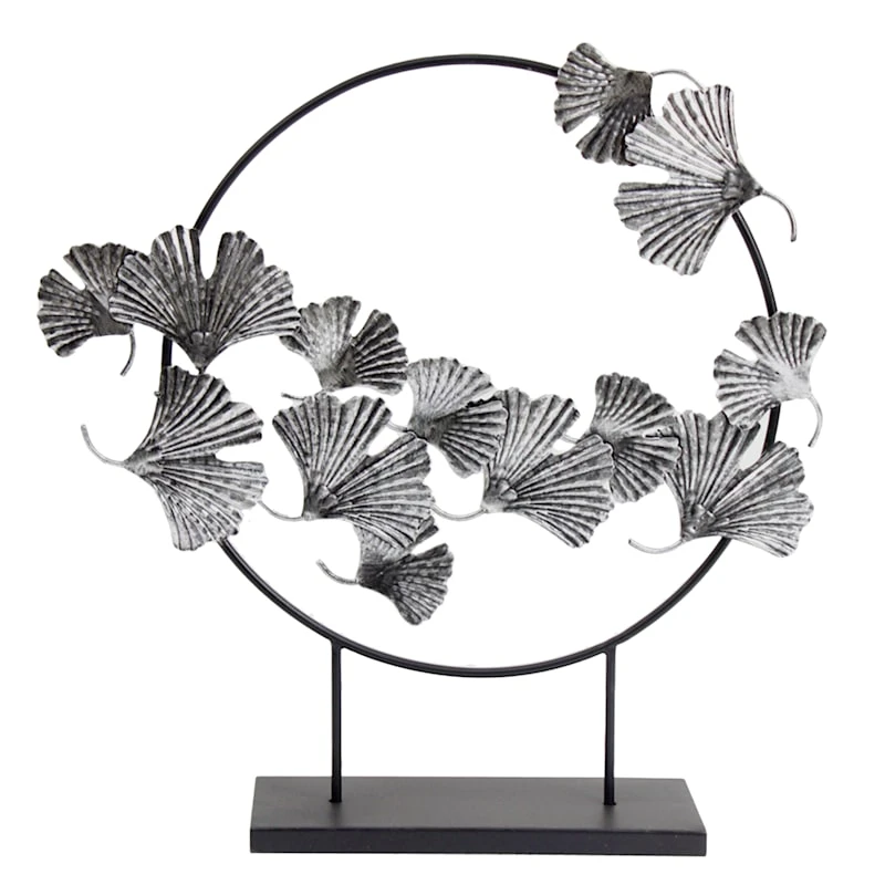 Found & Fable Silver Metal Gingko Leaf Figurine, 24" 3 Found & Fable Silver Metal Gingko Leaf Figurine, 24"