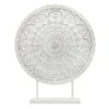 Found & Fable White Medallion Disk Sculpture, 23" 1 Found & Fable White Medallion Disk Sculpture, 23" -Karaca House Shop found fable white medallion disk sculpture 23