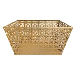 Geo Gold Metal Rectangle Storage Basket, Medium