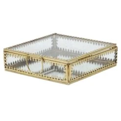 Glass Box Decor With Gold Heirloom Rim, 5"