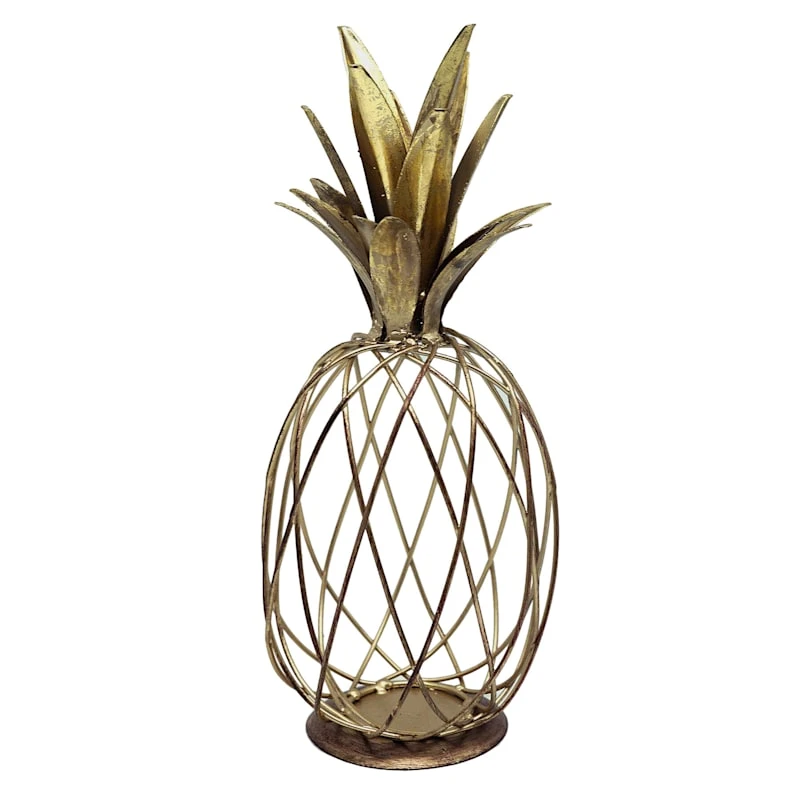 Gold Metal Wire Pineapple Figurine, 11.5" 3 Gold Metal Wire Pineapple Figurine, 11.5"