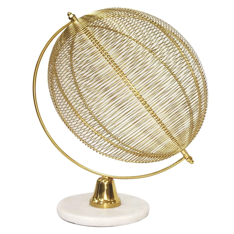 Gold Wire Globe Decor, 13" 3 Gold Wire Globe Decor, 13"