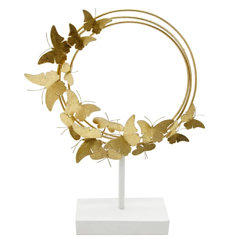 Grace Mitchell Gold Ring With Butterflies Table Decor, 14" 3 Grace Mitchell Gold Ring With Butterflies Table Decor, 14"