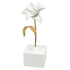 Grace Mitchell White & Gold Metal Flower Table Decor, 8"