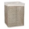 Grey Bamboo Wood Laundry Hamper With Liner, Small -Karaca House Shop grey bamboo wood laundry hamper with liner small
