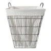 Grey Tapered Wavy Metal Wire Laundry Hamper, Large -Karaca House Shop grey tapered wavy metal wire laundry hamper large