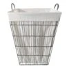 Grey Tapered Wavy Metal Wire Laundry Hamper, Medium -Karaca House Shop grey tapered wavy metal wire laundry hamper medium