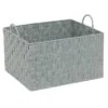 Grey Weave Storage Basket With Cutout Handles, Large -Karaca House Shop grey weave storage basket with cutout handles large