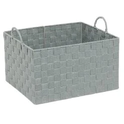 Grey Weave Storage Basket With Cutout Handles, Large