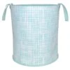 Grid Print Round Canvas Laundry Hamper, Teal -Karaca House Shop grid print round canvas laundry hamper teal