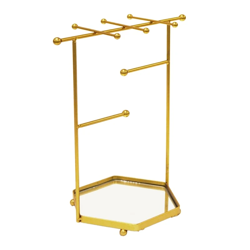 Hexa French Gold Jewelry Stand 3 Hexa French Gold Jewelry Stand