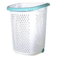 Home Logic Laundry Hamper With Wheels, Blue & White