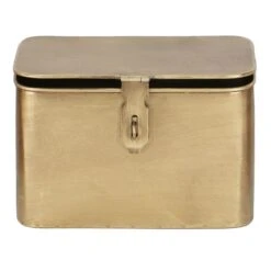 Honeybloom Gold Metal Decorative Box, 7.5"