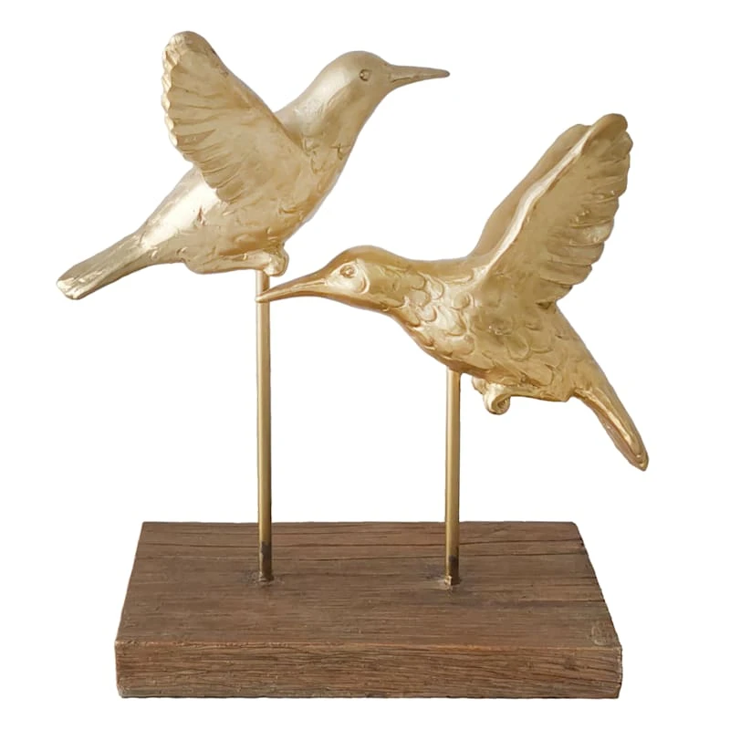 Honeybloom Gold Metal Hummingbird Figurine, 7.3" 3 Honeybloom Gold Metal Hummingbird Figurine, 7.3"