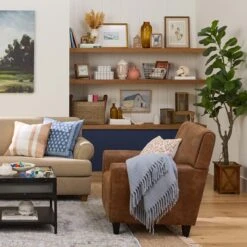 Honeybloom Ivory & Blue Striped Decorative Box, 6x5 -Karaca House Shop honeybloom ivory blue striped decorative box 6x5 7