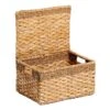 Joan Water Hyacinth Rectangle Storage Basket With Lid, Medium -Karaca House Shop joan water hyacinth rectangle storage basket with lid medium