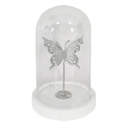 Laila Ali Butterfly In Glass Cloche, 10.5"