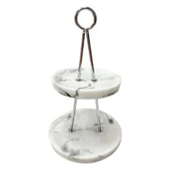 Laila Ali Chrome Jewelry Holder With Marble Base, 10"